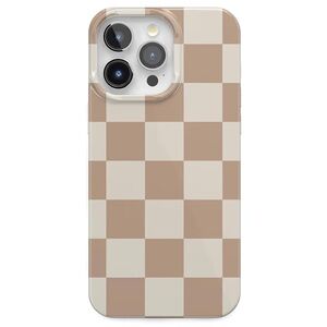 Casely Checkered iPhone 15 Pro Case - Tan and Cream